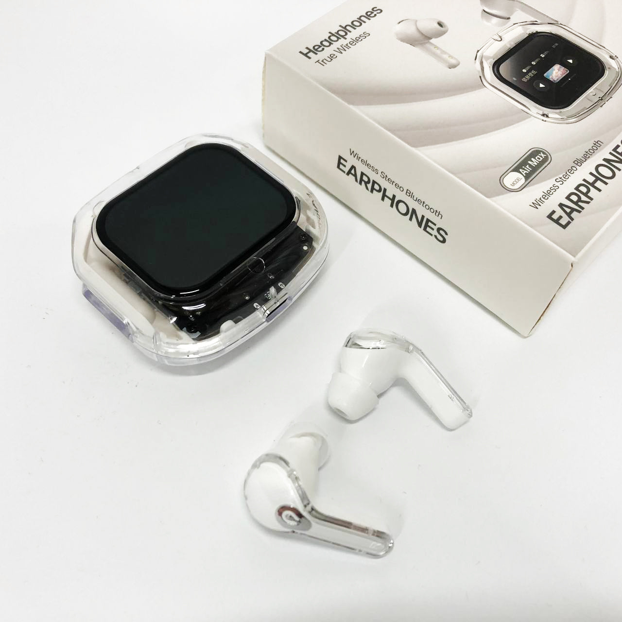 Беспроводные вакуумные наушники TWS с LED дисплеем, влагозащита IPx4 Bluetooth 5.4 с кейсом. Цвет: белый