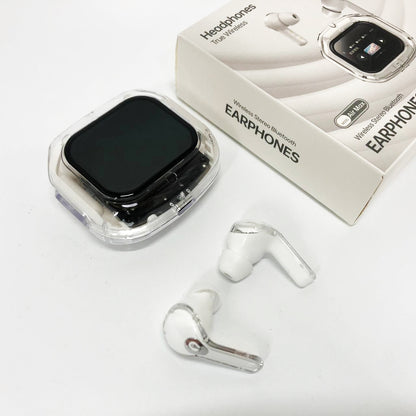 Беспроводные вакуумные наушники TWS с LED дисплеем, влагозащита IPx4 Bluetooth 5.4 с кейсом. Цвет: белый