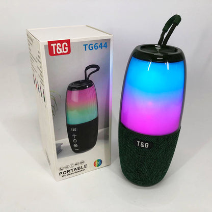 Портативная колонка TG644 5W с RGB подсветкой и ремешком, блютуз колонка с аккумулятором. Цвет: черный