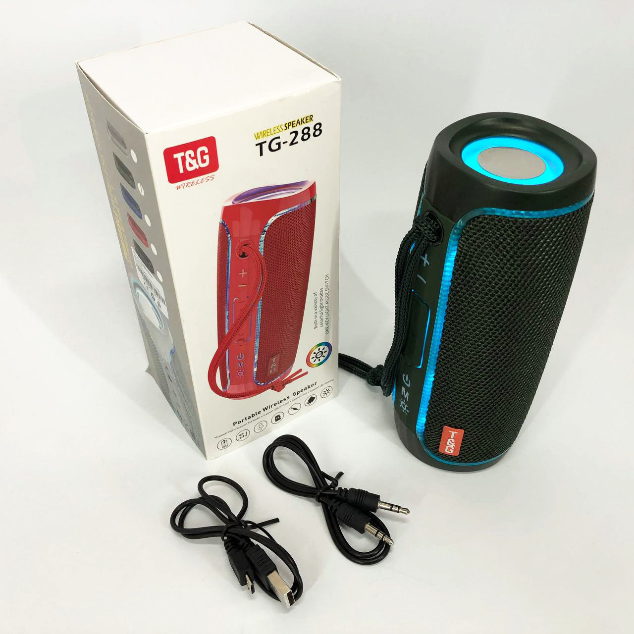 Портативная Bluetooth колонка с LED подсветкой TG288, аккумуляторная колонка для музыки. Цвет: зеленый