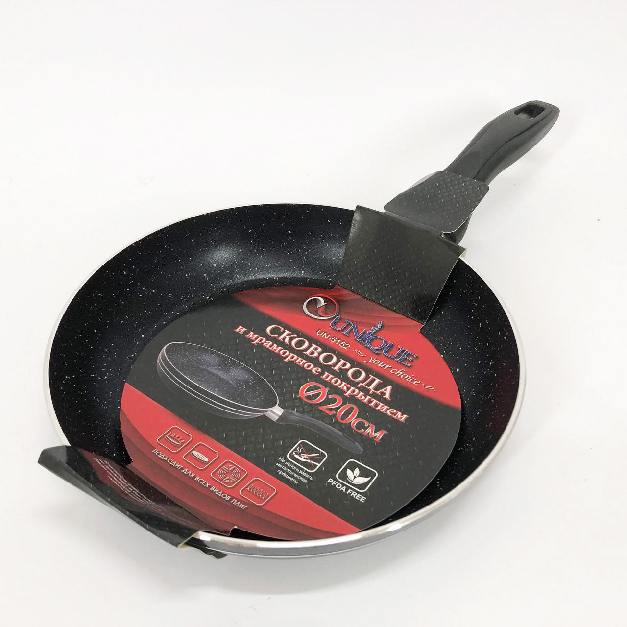 Сковорода UNIQUE UN-5152 Антипригарная сковорода 20 см темний мрамор, Качественная сковорода для жарки