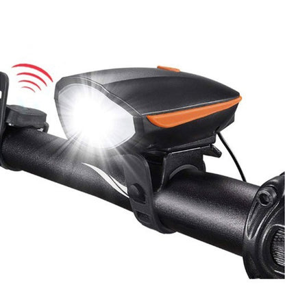 Велофонарь + звонок 7588/758/056, выносная кнопка, Waterproof, встроенный аккумулятор 14500