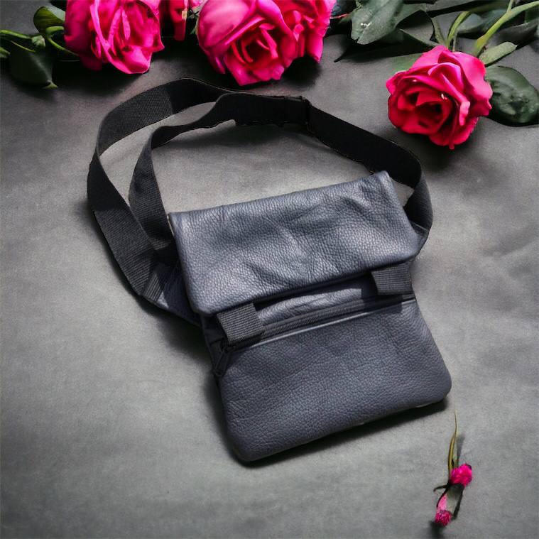 Тактична шкіряна сумка з кобурою, чоловічий месенджер, барсетка - чорний слінг, чоловіча сумка через плече