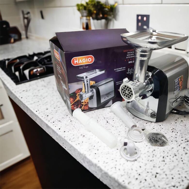 Мясорубка Magio MG-269, 2400 W, мясорубка электрическая металл, мясорубка с металлическим редуктором