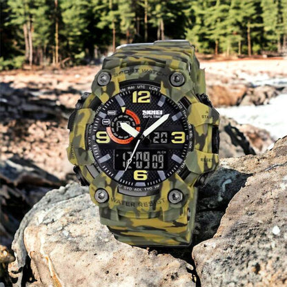 Часы наручные мужские SKMEI 1520CMGN CAMO GREEN, часы военные мужские, для военнослужащих. Цвет: камуфляж