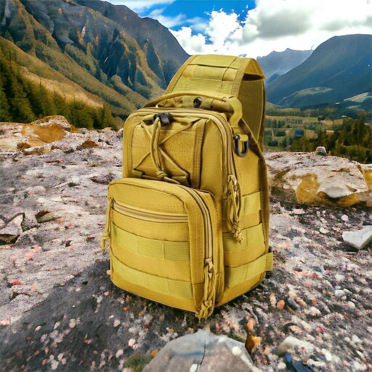 Качественная тактическая сумка, укрепленная мужская сумка рюкзак тактическая слинг. Цвет: койот