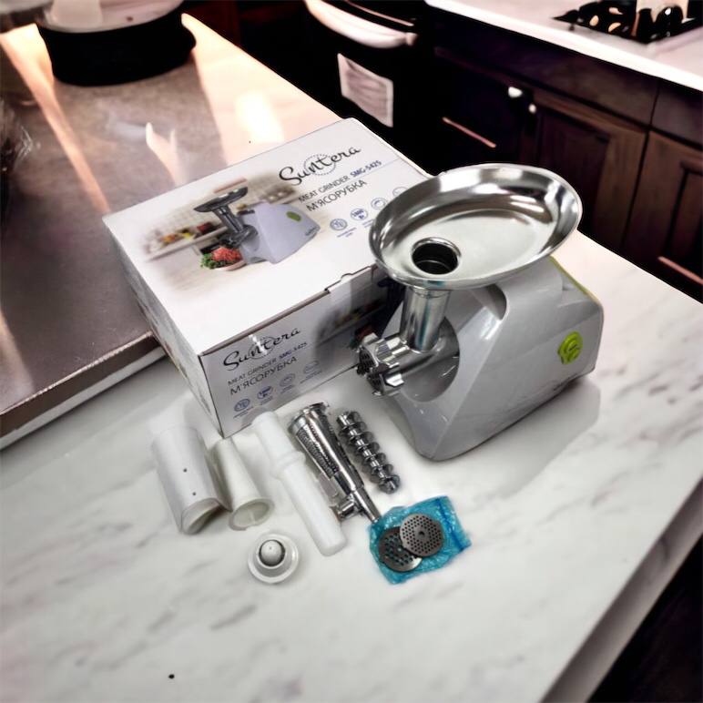 Мясорубка Suntera SMG-5425W, мясорубка-соковыжималка, электрическая мясорубка с насадками для дома