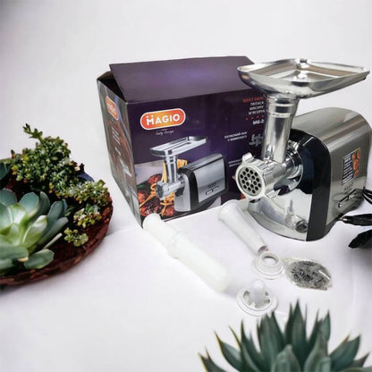 Мясорубка Magio MG-269, 2400 W, мясорубка электрическая металл, мясорубка с металлическим редуктором