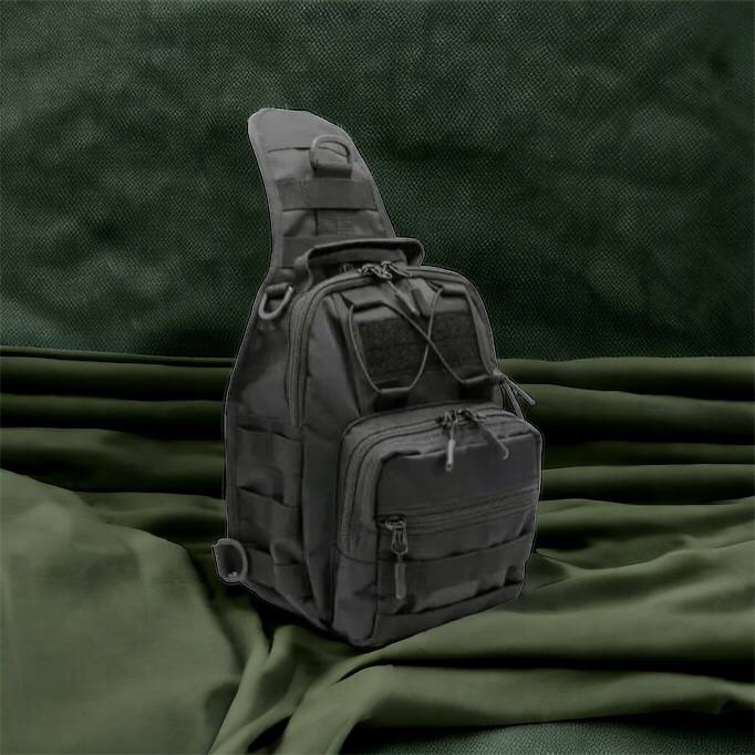 Качественная тактическая сумка, укрепленная мужская сумка рюкзак тактическая слинг. Цвет: черный