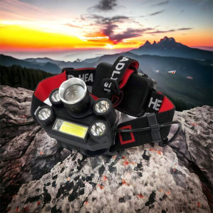 Фонарик налобный Bailong BL-T64-T6+4XPE, светодиодный фонарь на лоб, мощный налобный фонарь для рыбалки