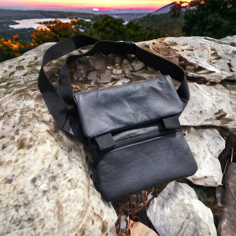 Тактична шкіряна сумка з кобурою, чоловічий месенджер, барсетка - чорний слінг, чоловіча сумка через плече