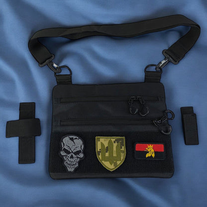 Сумка тактична чорна для прихованого носіння з кобурою, чоловічий месенджер із кордури