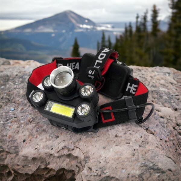 Фонарик налобный Bailong BL-T64-T6+4XPE, светодиодный фонарь на лоб, мощный налобный фонарь для рыбалки