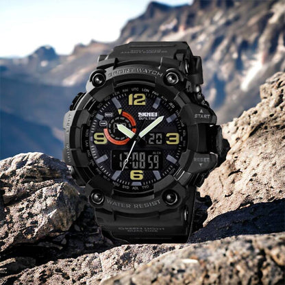 Часы наручные мужские SKMEI 1520BK BLACK, армейские часы противоударные. Цвет: черный