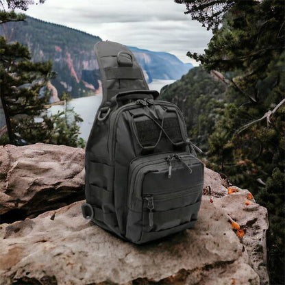 Качественная тактическая сумка, укрепленная мужская сумка рюкзак тактическая слинг. Цвет: черный