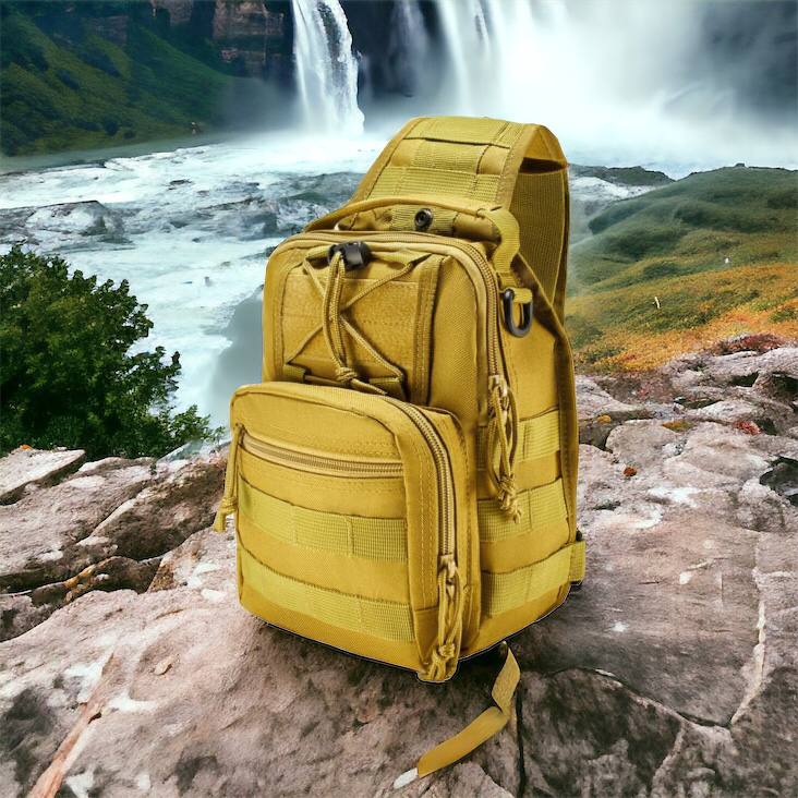 Качественная тактическая сумка, укрепленная мужская сумка рюкзак тактическая слинг. Цвет: койот