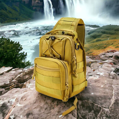 Качественная тактическая сумка, укрепленная мужская сумка рюкзак тактическая слинг. Цвет: койот