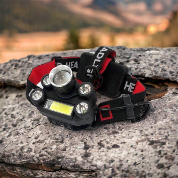 Фонарик налобный Bailong BL-T64-T6+4XPE, светодиодный фонарь на лоб, мощный налобный фонарь для рыбалки