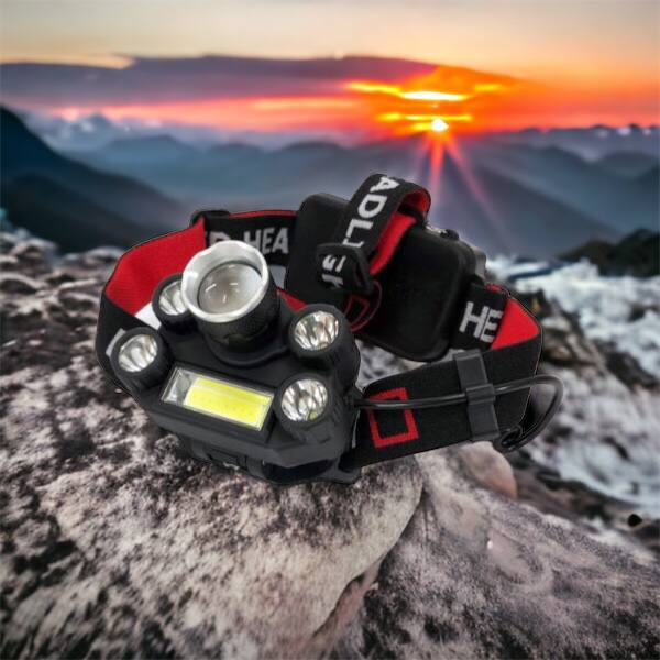 Фонарик налобный Bailong BL-T64-T6+4XPE, светодиодный фонарь на лоб, мощный налобный фонарь для рыбалки