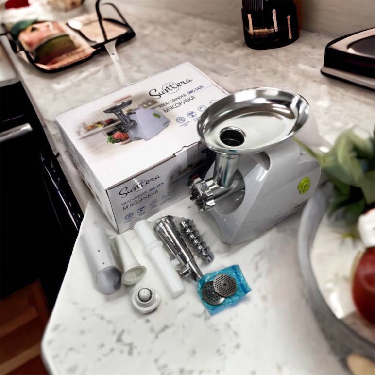 Мясорубка Suntera SMG-5425W, мясорубка-соковыжималка, электрическая мясорубка с насадками для дома