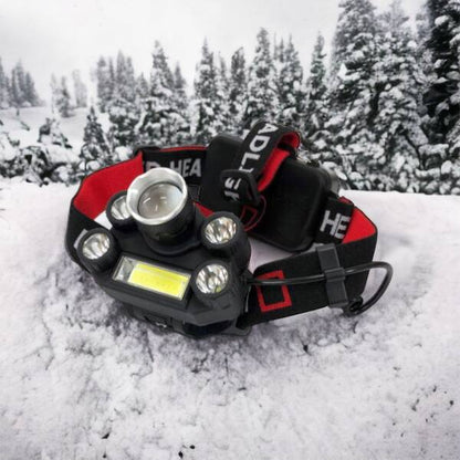 Фонарик налобный Bailong BL-T64-T6+4XPE, светодиодный фонарь на лоб, мощный налобный фонарь для рыбалки