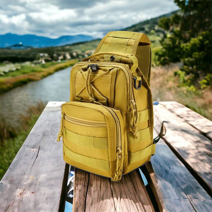 Качественная тактическая сумка, укрепленная мужская сумка рюкзак тактическая слинг. Цвет: койот