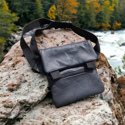 Тактична шкіряна сумка з кобурою, чоловічий месенджер, барсетка - чорний слінг, чоловіча сумка через плече