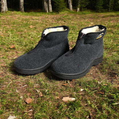Черевики чоловічі утеплені на застібці 41 розмір, повстяні бурки, домашні чоловічі валянки. Колір: сірий