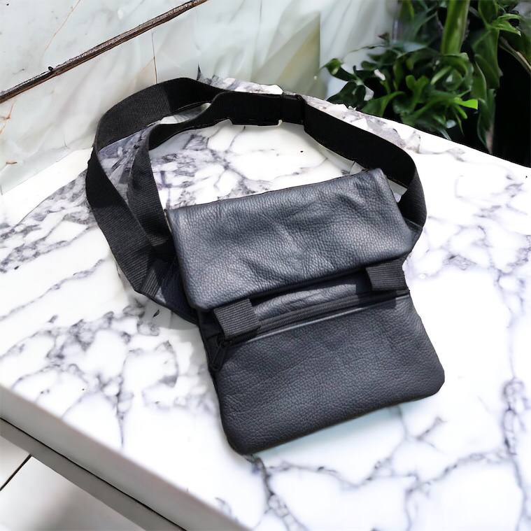 Тактична шкіряна сумка з кобурою, чоловічий месенджер, барсетка - чорний слінг, чоловіча сумка через плече