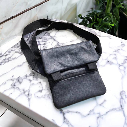 Тактична шкіряна сумка з кобурою, чоловічий месенджер, барсетка - чорний слінг, чоловіча сумка через плече