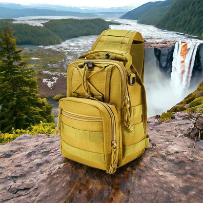 Качественная тактическая сумка, укрепленная мужская сумка рюкзак тактическая слинг. Цвет: койот