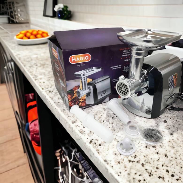Мясорубка Magio MG-269, 2400 W, мясорубка электрическая металл, мясорубка с металлическим редуктором