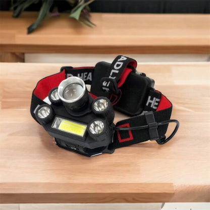 Фонарик налобный Bailong BL-T64-T6+4XPE, светодиодный фонарь на лоб, мощный налобный фонарь для рыбалки