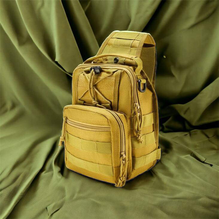 Качественная тактическая сумка, укрепленная мужская сумка рюкзак тактическая слинг. Цвет: койот