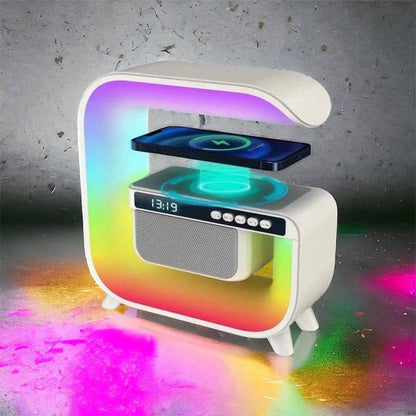 Ночник аккумуляторный RGB G3 с беспроводной зарядкой 15W и Bluetooth колонкой 3W Настольная смарт лампа