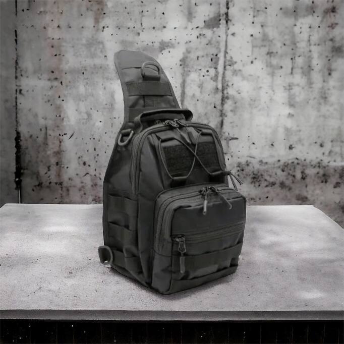 Качественная тактическая сумка, укрепленная мужская сумка рюкзак тактическая слинг. Цвет: черный