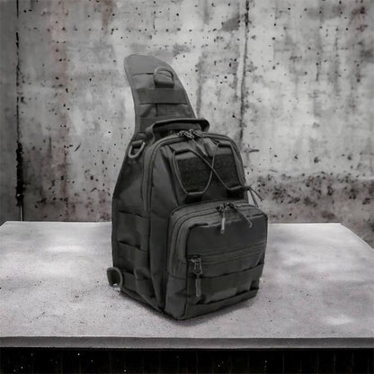 Качественная тактическая сумка, укрепленная мужская сумка рюкзак тактическая слинг. Цвет: черный