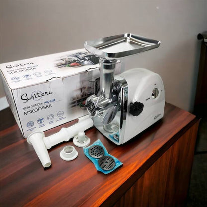 Мясорубка Suntera SMG-5418W, электромясорубка для дома, мясорубка с металлическим редуктором