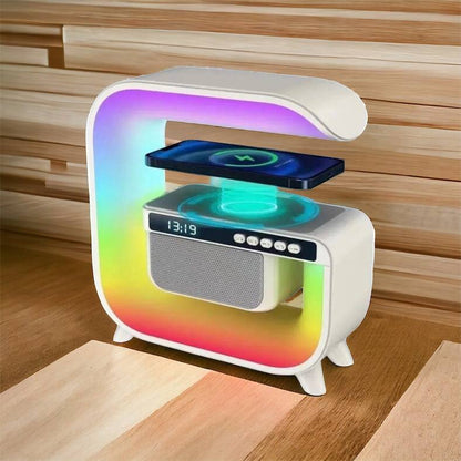 Ночник аккумуляторный RGB G3 с беспроводной зарядкой 15W и Bluetooth колонкой 3W Настольная смарт лампа
