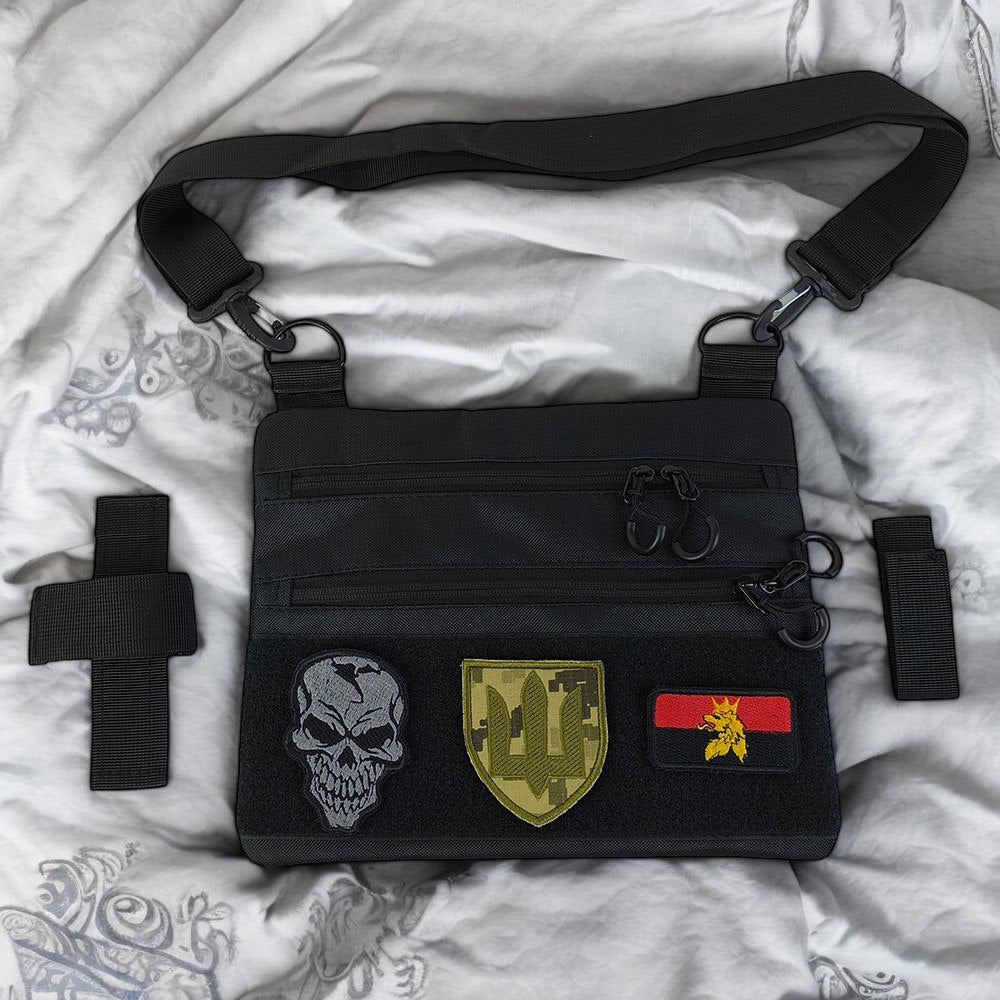 Сумка тактична чорна для прихованого носіння з кобурою, чоловічий месенджер із кордури