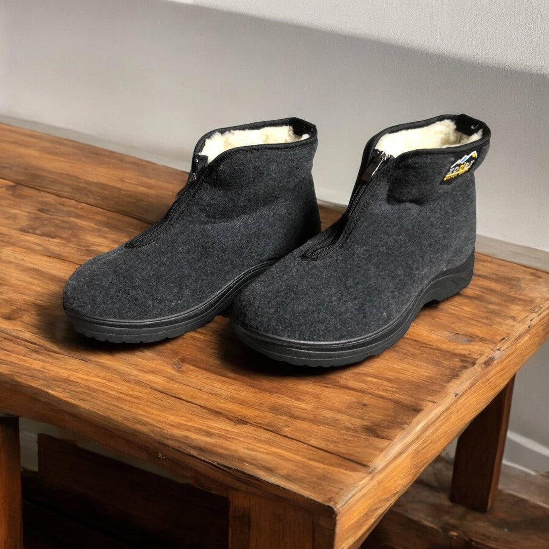 Черевики чоловічі утеплені на застібці 41 розмір, повстяні бурки, домашні чоловічі валянки. Колір: сірий