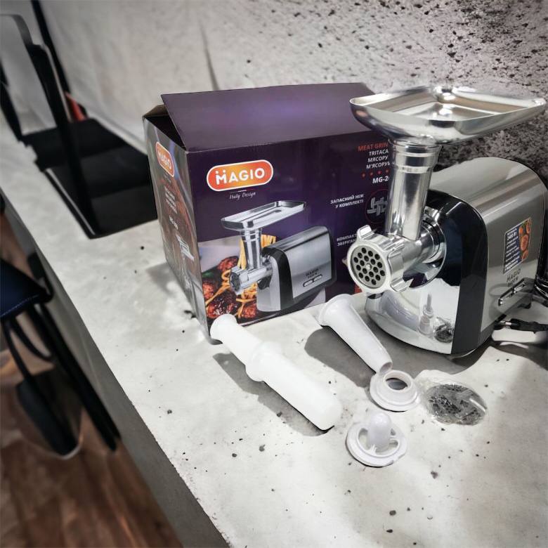 Мясорубка Magio MG-269, 2400 W, мясорубка электрическая металл, мясорубка с металлическим редуктором