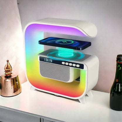 Ночник аккумуляторный RGB G3 с беспроводной зарядкой 15W и Bluetooth колонкой 3W Настольная смарт лампа