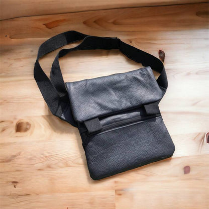 Тактична шкіряна сумка з кобурою, чоловічий месенджер, барсетка - чорний слінг, чоловіча сумка через плече