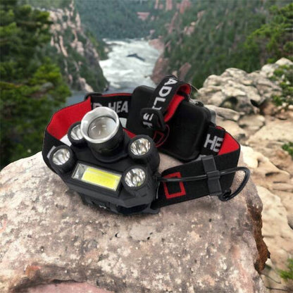 Фонарик налобный Bailong BL-T64-T6+4XPE, светодиодный фонарь на лоб, мощный налобный фонарь для рыбалки