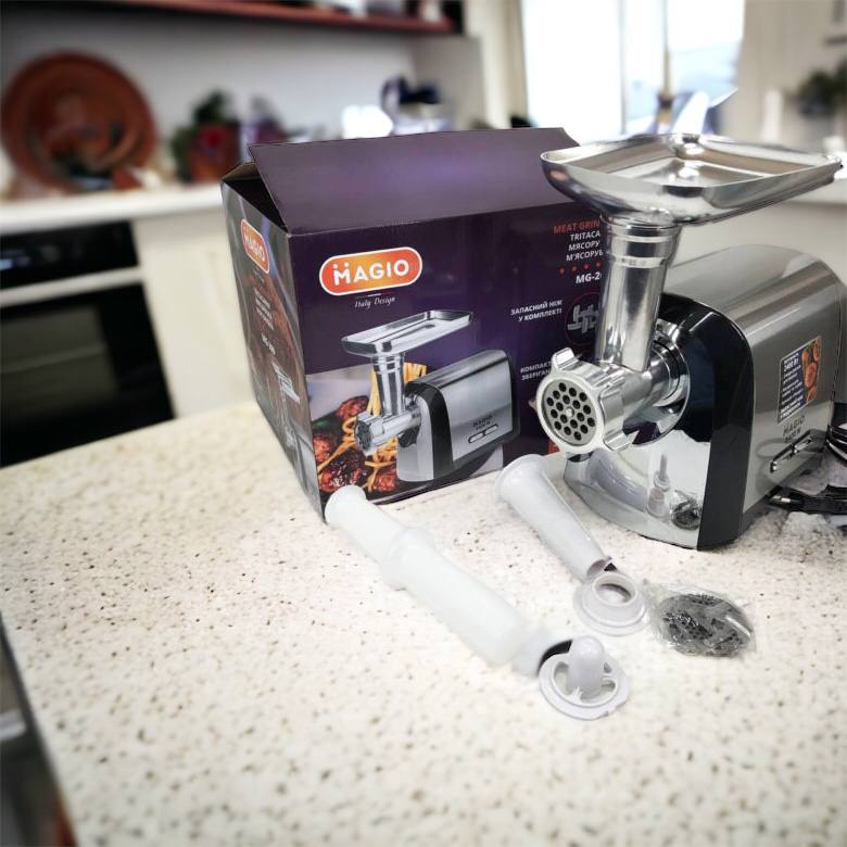 Мясорубка Magio MG-269, 2400 W, мясорубка электрическая металл, мясорубка с металлическим редуктором