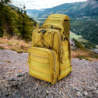 Качественная тактическая сумка, укрепленная мужская сумка рюкзак тактическая слинг. Цвет: койот