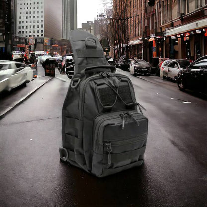 Качественная тактическая сумка, укрепленная мужская сумка рюкзак тактическая слинг. Цвет: черный