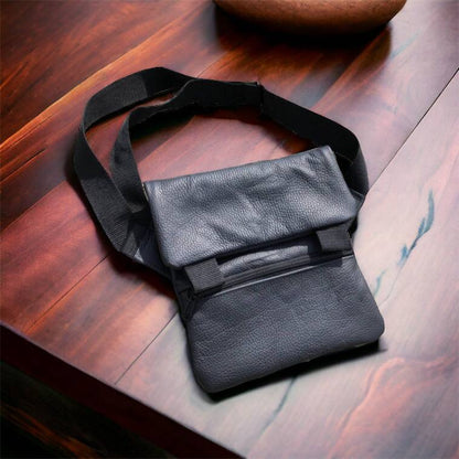 Тактична шкіряна сумка з кобурою, чоловічий месенджер, барсетка - чорний слінг, чоловіча сумка через плече