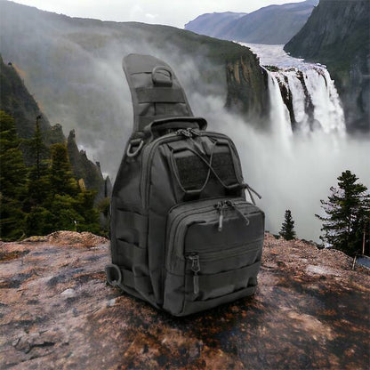 Качественная тактическая сумка, укрепленная мужская сумка рюкзак тактическая слинг. Цвет: черный